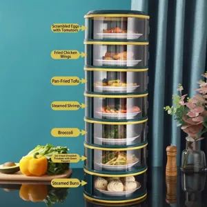 Multi-layer transparent thermal food cover for dustproof meal storage and kitchen organization