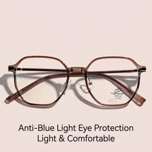 Retro TR90 Square Eyeglasses Frame For Men Women Anti Blue Light UV400 Protection Literary Optical Glasses Daily Clear Lens Eyewear