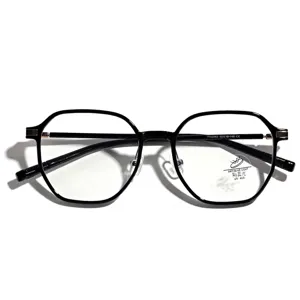 Classic retro TR90 black polygonal frame glasses with anti-blue light protective lenses