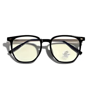 Vintage Large Frame Anti Blue Light Glasses Fashion TR90 Square Optical Eyewear For Men Women UV400 Transparent Flat Mirror