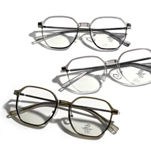 Retro TR90 square eyeglass frames with anti-blue light clear lenses for men and women