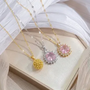 Collier Pendentif en Acier Titane avec Strass pour Femme Élégant Bijoux Étoile Pomme Enveloppe Cœur Cadeau