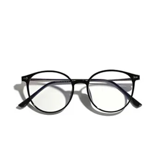 Elegante schwarze TR90 Brille mit großem Rundrahmen für Damen im minimalistischen Stil