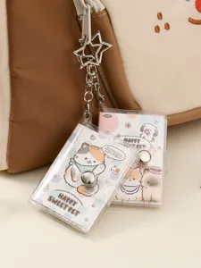 Mini cute notebook keychain transparent cover diary pocket memo book sweet pet design school supply