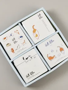 Set regalo tascabile con gatti carini, quattro blocchetti per appunti illustrati per studenti.