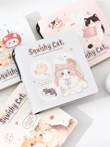 Cute cartoon cat plush notebook daily planner memo pad stationery set for students.