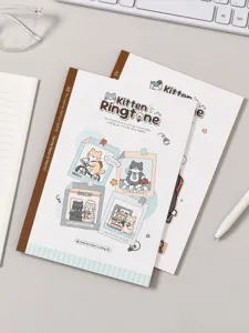 Quaderno rigato A5 carino con illustrazioni di gatti adorabili, ideale per diario e appunti.
