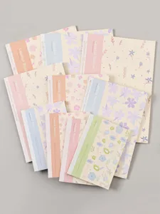 Bloemen patroon notitieboek set esthetische schrijfwaren plat gelegd gelinieerd papier