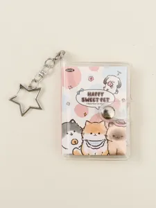 Cute mini pocket notebook clear PVC journal diary with star keychain for girls school supplies