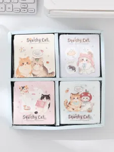 Cute cat theme pocket notebook set with adorable kitten illustrations for students daily memo.