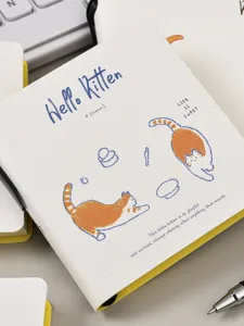 Quaderno tascabile carino con illustrazione di gatto e design di gattino per studenti.
