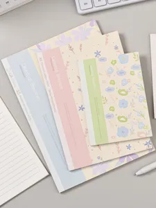Esthetische bloemen notitieboek set, A5 B5 gelinieerd dagboek, schattige pastel kantoorartikelen.