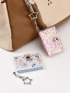 Mini floral notebook keychain portable cute pocket notepad creative bag charm pendant