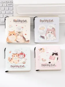 Cute cat pocket notebook set detail showing adorable kawaii designs, perfect for school and notes.