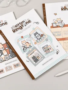 Quaderno rigato con gatto carino formato B5 per studenti, taccuino di cancelleria estetica.