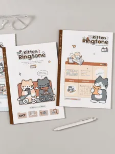 Agenda settimanale e quaderno B5 gatto carino con bellissime illustrazioni per uso quotidiano.