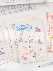 B5 segmentiertes Ringbuch mit Spiralbindung und süßen Katzenillustrationen für Büro und Schule.