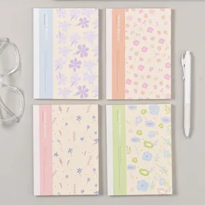 Mooi Gelinieerd Notitieboekje Met Bloemenillustratie Gelijmde Binding Dagboek Schrijfboek Voor Kantoor School Dagelijks Gebruik