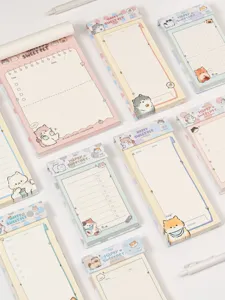 Cute cartoon memo pad sticky notes set, sweet pet grid design tearable notebook stationery.