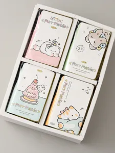 Set of four Purr Mates mini portable pocket notebooks with cute cat and bunny illustrations