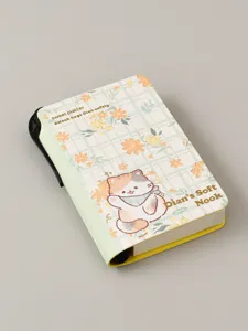 Close-up detail of the cute cat floral pocket notebook, featuring charming cover design and paper.