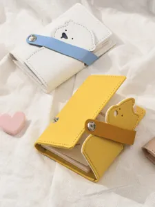 Mini leer notitieboek schattig beer flap dagboek draagbaar zak memo blok student stationery