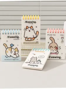 Cuaderno de espiral A7 estético lindo bloc de notas de gato lindo diario de bolsillo papelería
