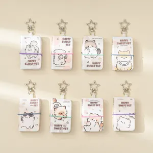 Mini Carnet Portable Pendentif Animal De Dessin Animé Illustration D'Animal Mignon Bloc-Notes Avec Porte-Clés En Métal Étoile Papeterie
