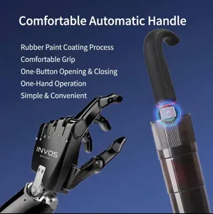 Ombrello da golf automatico con manico curvo e custodia impermeabile, apertura con un clic