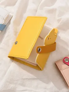 Geel schattig mini PU lederen notitieboekje planner journaal met schattige dierenriem voor notities.