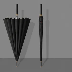 Grand Parapluie Droit Coupe-vent 24 Baleines Automatique Affaires Avec Housse Imperméable Pour Hommes Femmes