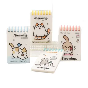 Conjunto de mini cuaderno de espiral de gato lindo bloc de notas de bolsillo 4 pcs