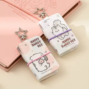 Mini porte-clés carnet de notes mignon de dessin animé avec sangle, pendentif journal créatif.