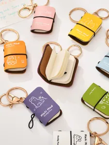 Mini leather notebook keychain cute animal pendant portable diary diary book toy cute stationery