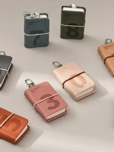 Mini notebook keychain portable leather diary cute pocket memo pad creative stationery set