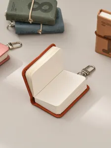 Mini leather notebook keychain portable cute pocket journal diary bag pendant charm gift.