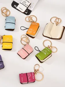 Mini leather notebook keychain cute diary book pendant metal ring bag charm - 4cm