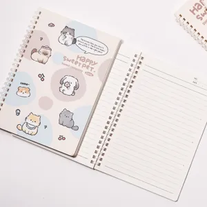 B5 cuaderno de espiral lindo dibujos animados con ilustraciones gatos perros rayado