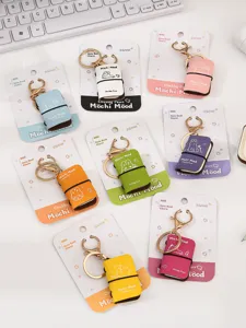 Cute mini notebook keychain, PU leather pendant for backpack and keys, 4cm colorful book charm.