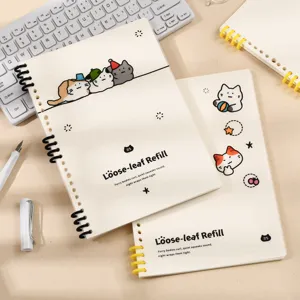 B5 niedliches Katzen Notizbuch, ästhetische Studenten Schreibwaren mit Spirale und Nachfülldesign.