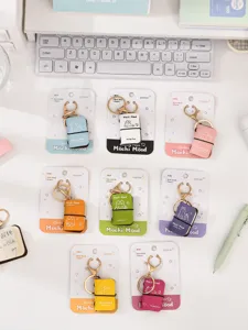 Mini PU leather notebook keychain cute charm pendant backpack accessory 4cm multi-color