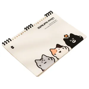 B5 Ringbuch mit niedlichen Katzen Illustrationen, schwarze Spiralbindung für Schüler.