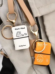 Mini PU leather notebook keychain cute bunny bag charm 4cm pendant backpack decoration