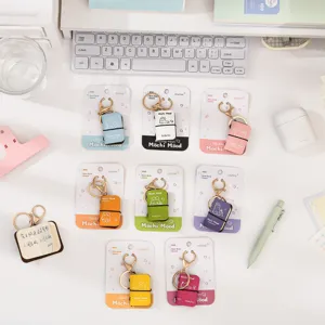Mini PU Leather Notebook Keychain Cute Cartoon Bag Charm Portable Pocket Diary Memo Pad Pendant Gift