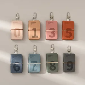 Mini Lucky Number Notebook Keychain Portable Pocket Journal PU Leather Diary Cute School Stationery Gift