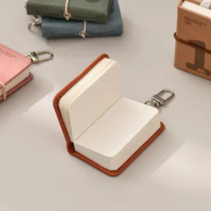 Mini leather notebook keychain portable cute pocket journal memo diary small notepad
