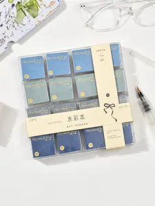 Gedetailleerd overzicht van draagbare mini vierkante aquarelboekset met 300g fijn papier.