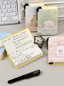 Mini cuaderno de bolsillo portátil con páginas en blanco y adorables portadas de animales.