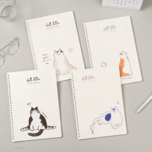 Carnet à Spirale Mignon Chat Journal Ligné Étudiant Bureau Bloc-Notes Mignonne Illustration de Cartoon Couverture PP Planificateur Quotidien