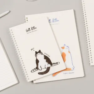 Joli carnet à spirale avec illustration de chat papier ligné papeterie pour bureau quotidien